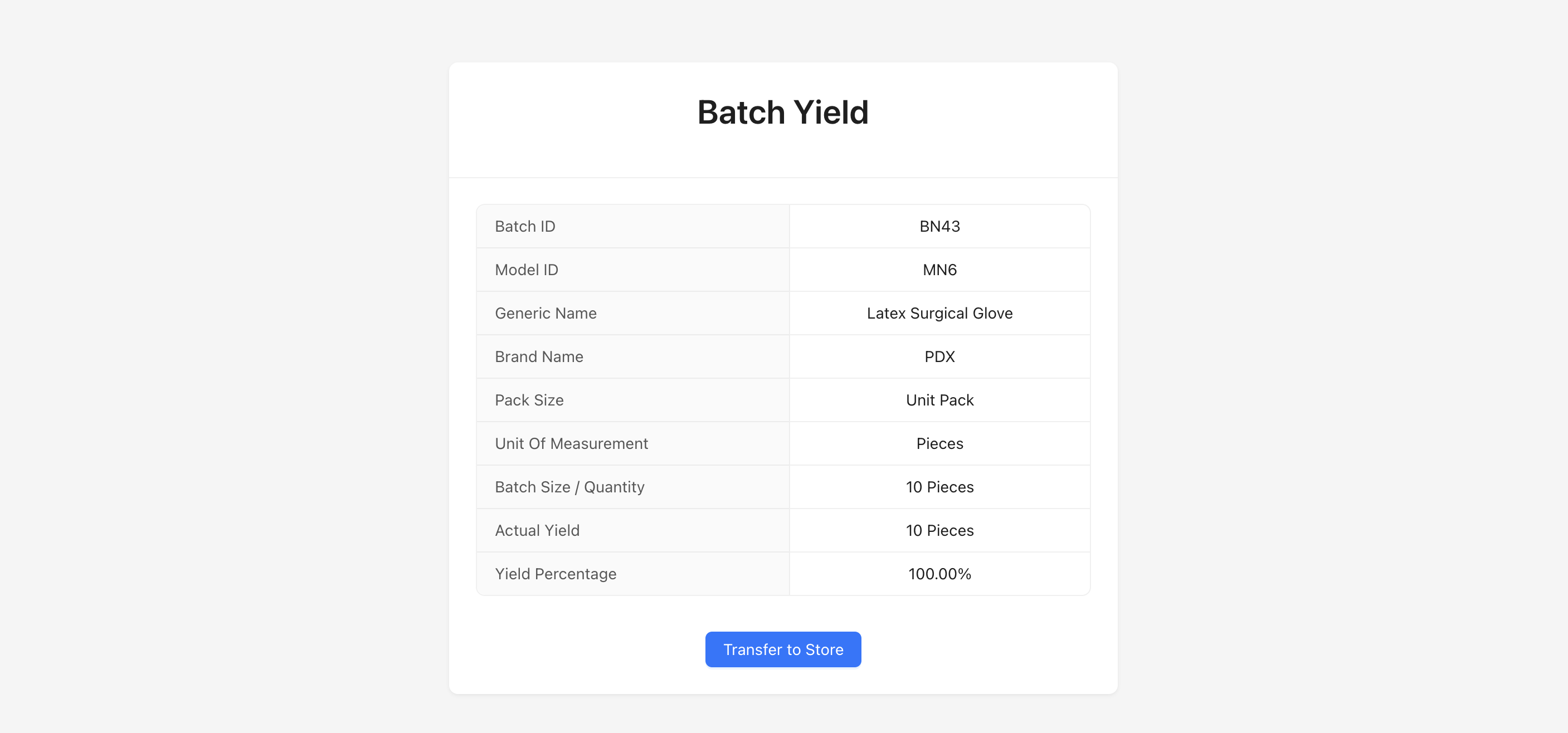 Accept Store Transfer button