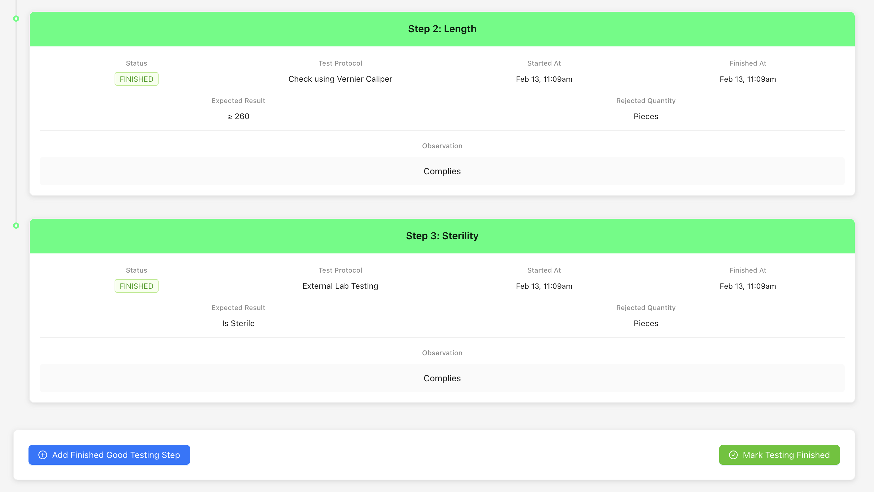 Submit Test Report button